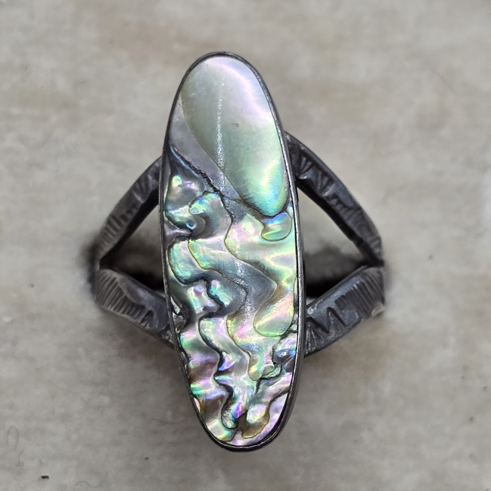 Handmade Sterling Abalone Ring Size 5 1/2 Southwest
